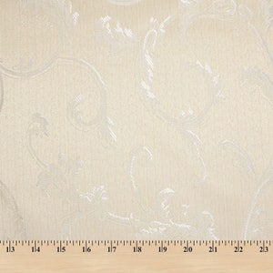 Champagne / Gold Damask Jacquard Vine Brocade Fabric 118&quot; By the Yard