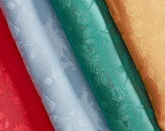 Satin Jacquard Brocade Fabric Rosette Floral 60 Inch 150 GSM Mediumweight Polyester By The Yard For Sewing Apparel, Decor, & Upholstery