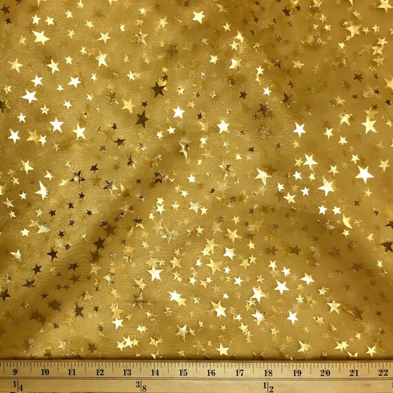 Organza Printed Stars Gold Fabric Crystal Sparkle Shiny Crafts Etsy