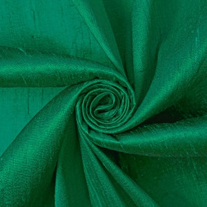 Emerald Green 100% Pure Silk Dupioni Fabric 54&quot;Wide BTY Drape Blouse Dress Craft FREE SHIPPING