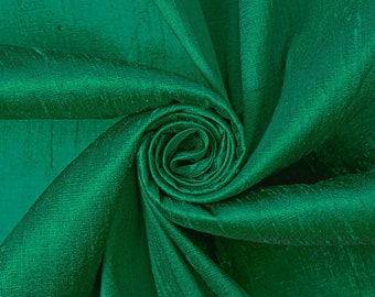 Verde esmeralda 100% tela Dupioni de seda pura 54 "de ancho BTY drapeado blusa vestido artesanal envío gratis