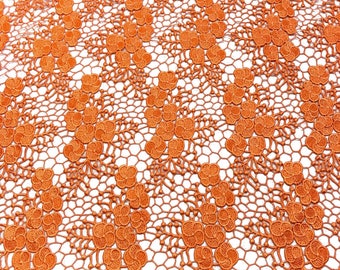 Orange Azalea Guipure French Venice Lace Embroidery 52" inches wide many colors
