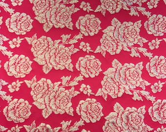 Burgundy/Silver Metallic Jacquard Brocade Fabric 60" By the Yard