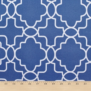 Ottertex™ bedrukt canvas stof waterdicht buiten 60" breed 600 denier op maat gesneden - Trellis Blue