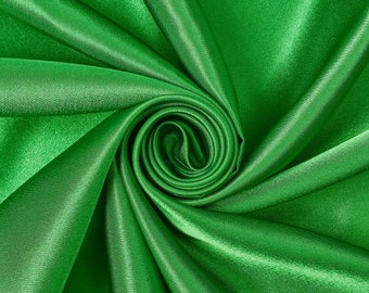 Kelly Green Crepe Back Satin Bridal Fabric for wedding dresses, decorations, drapes, crafts crepeback by the yard