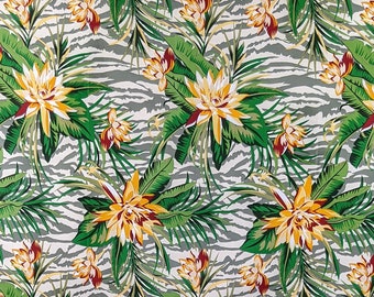 Lotus Print Fabric 100% Cotton Mumbai Flower Pattern 58/60 » Large Vendu BTY