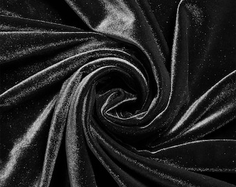 Black Stretch Velvet Fabric 60'' Wide by the Yard for Sewing Apparel Costumes Craft