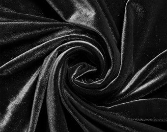 Black Stretch Velvet Fabric 60&#39;&#39; Wide by the Yard for Sewing Apparel Costumes Craft