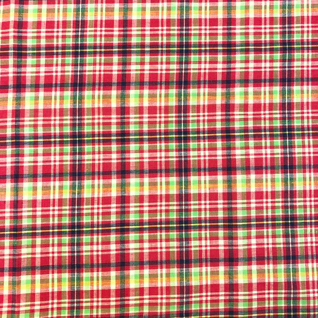 100 Cotton Madras Plaid Fabric by the Yard style 16001 Etsy