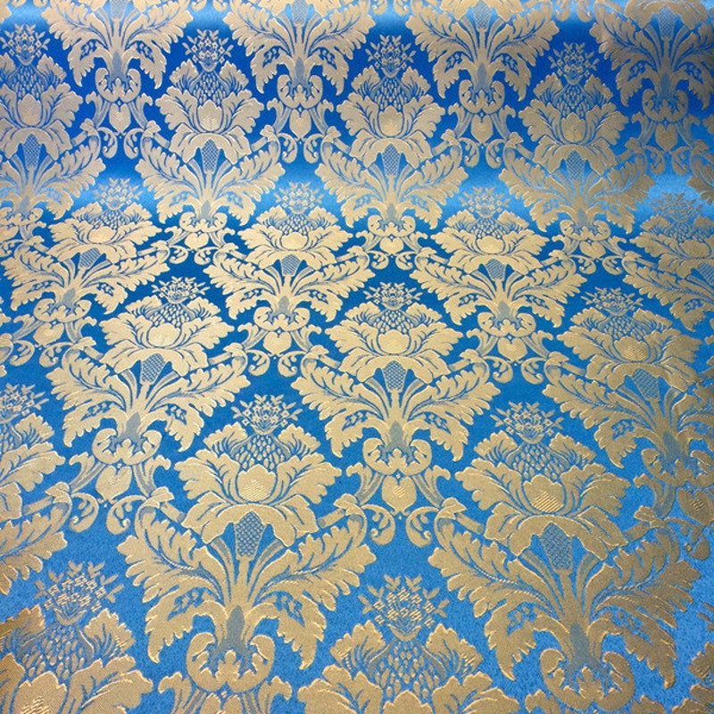 Blue Damask Fabric - Etsy