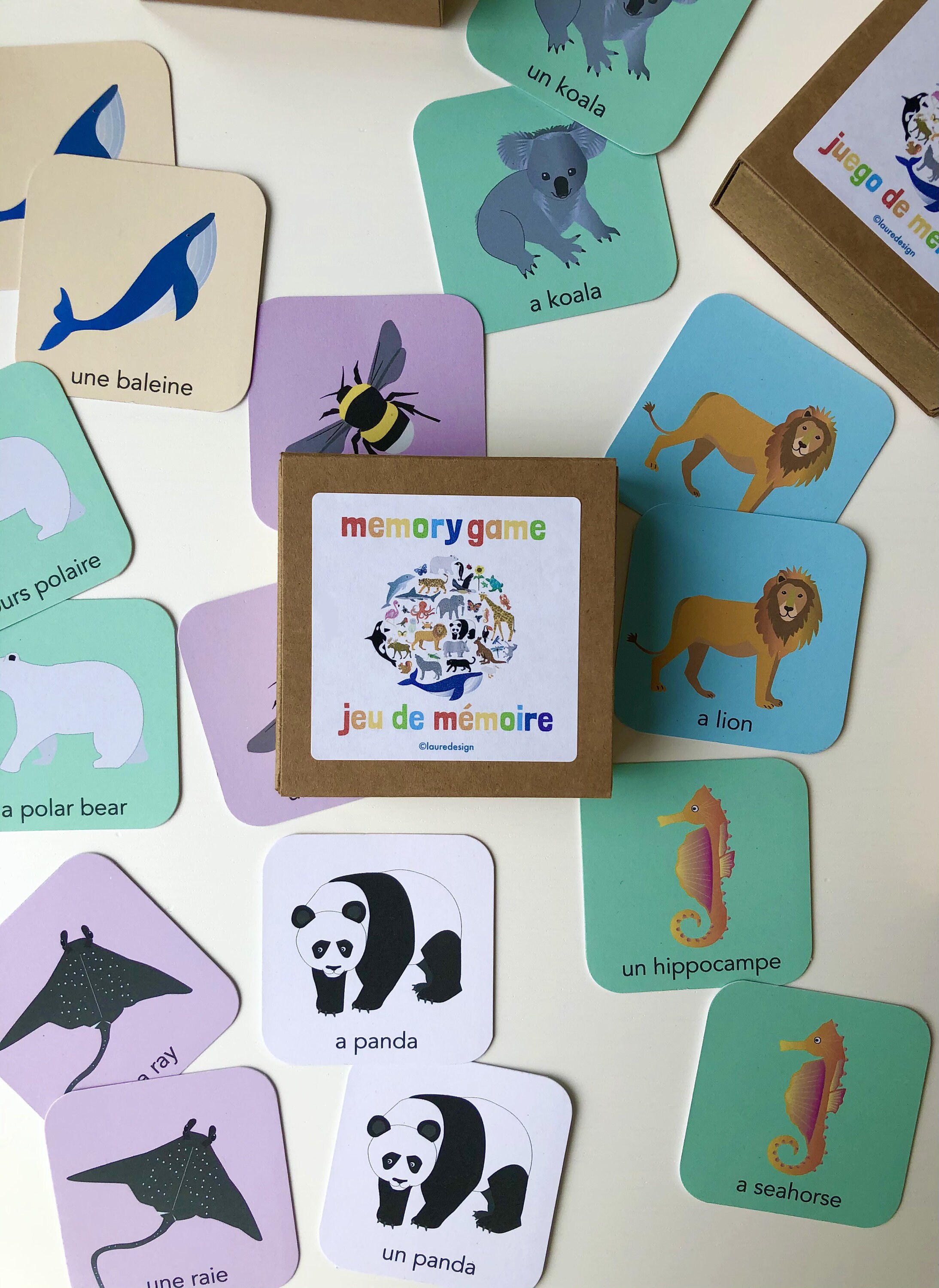 Memory game kids games bilingual game gift kids jeux de | Etsy