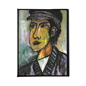 Hiroshi, Watercolor Portrait Painting on Canvas, Contemporary Art Wall Decor, 6x8, Ready to Hang