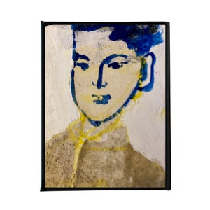 Joan Saffron, Contemporary Portrait Painting Wall Art Print on Canvas, 6x8, Ready to Hang