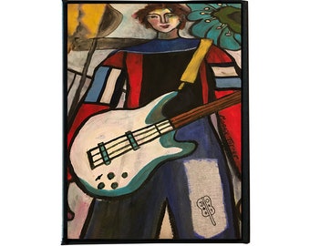 Rock progressif, peinture de portrait contemporaine, impression d'art mural sur toile, 15 x 20 cm