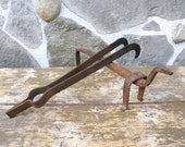 FIREPLACE TOOL SET Antique 18th Century Wrought Iron Fireplace or Wood Stove Tools hand forged blacksmith hearth Fireplace Ornament zografa