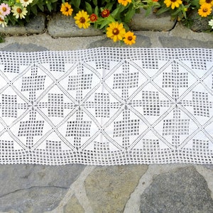 Crocheted Table Runner - 24.4 x 15.7 in, Handmade Table Runner, European Table Runner, Vintage Table Runner, Gift for Her, Housewarming gift