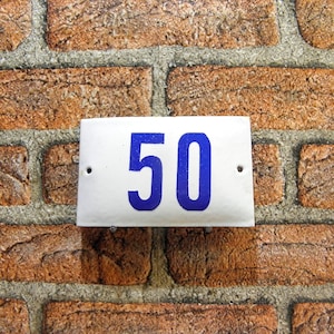 Address Sign For House, 50 Number Sign, House Number, Metal Door Number,Address Plaque, Enamel Sign, Outdoor House Number, zografa