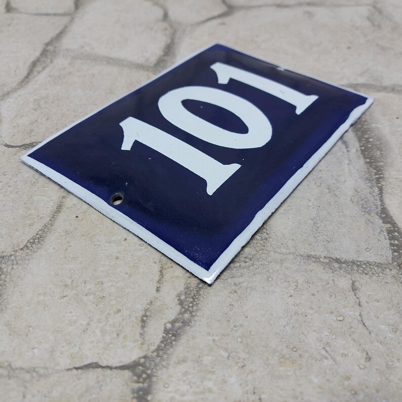 Vintage Enamel Street Sign Number 101 - European Door Plate - Etsy
