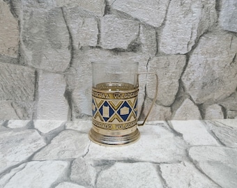 Vintage Podstakannik-theekopset uit de USSR, Russische glazen houder