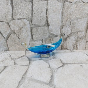 GLASS ASHTRAY / Vintage Ashtray / BLUE Glass Ashtray 1960s/ Mid Century Ashtray Tobacco / Gift for Smoker/ Man Cave / Gift for Him/ zografa