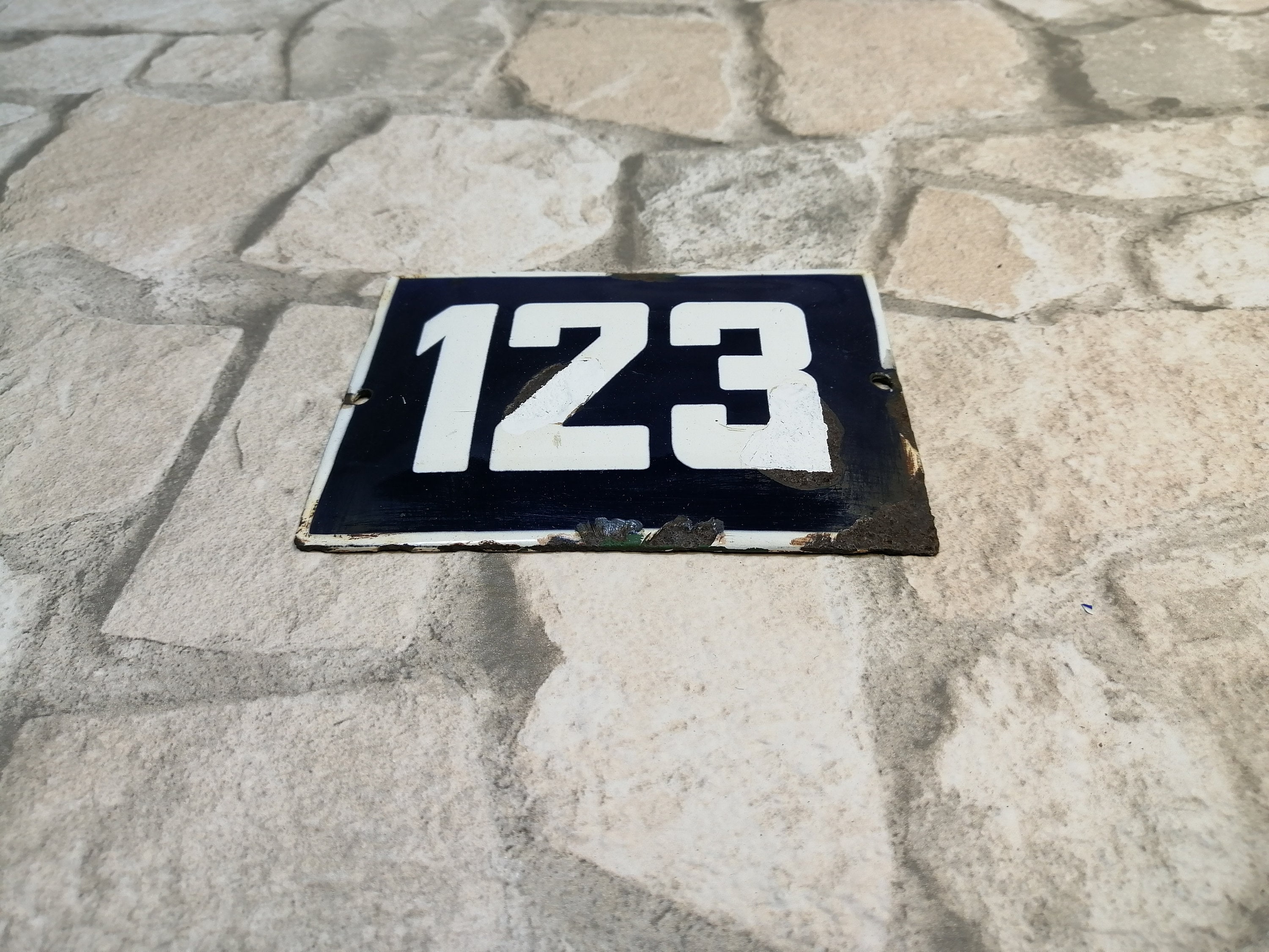 Vintage Enamel House Number 123: Blue & White Address Sign - Etsy