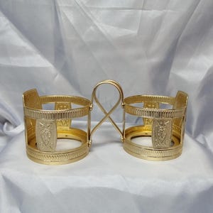 USSR Vintage set of 2 metal glass holders Russian tea Podstakannik