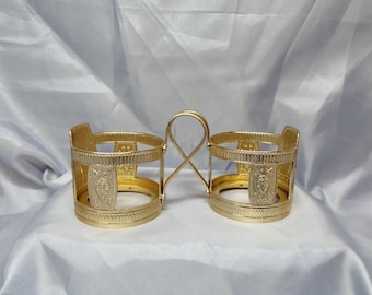 USSR Vintage set of 2 metal glass holders Russian tea Podstakannik
