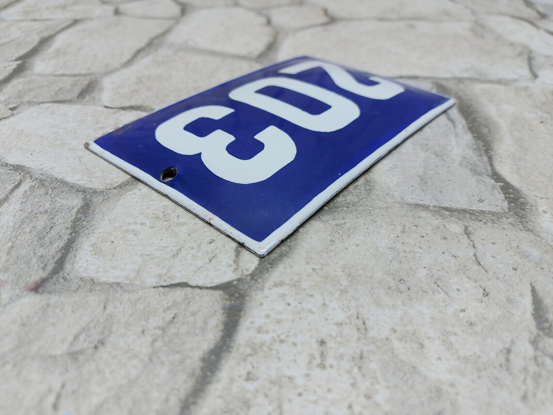 Number 203 Sign Vintage Enamel House Number 203 - Blue Address Sign - Etsy