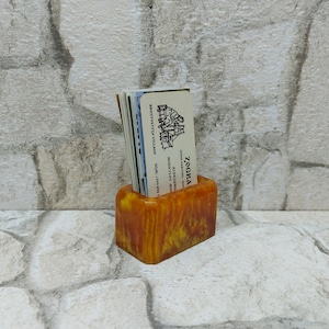 Kantoor visitekaartjes houder, Vintage lava flow catalin, DESKTOP houder, Gouden houder, Office Decor, Geschenken voor haar