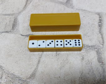Vintage Plastic Dice Set: 6 Collectible Dice in Box