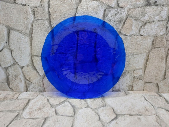 Vintage Kobaltblauer Glas Teller: Servierplatte (28 cm)