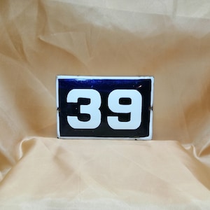Placa de porta, número da porta de porcelana 39, número de endereço da casa, placa de esmalte, placa de endereço, placa de casa, placa de porta de esmalte vintage