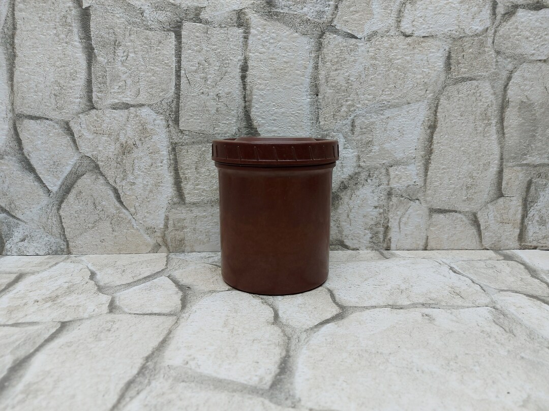 Vintage Brown Bakelite Round Box - Etsy