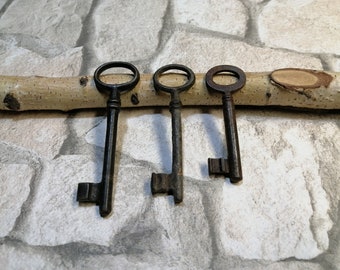 Verkauf 3 alte Tür Schlüssel, Skelett Schlüssel viel 3, Steampunk Schlüssel, Bauernhaus Dekor, Sammler Schlüssel, Hochzeit Dekor, rustikale Home Decor, Zografa