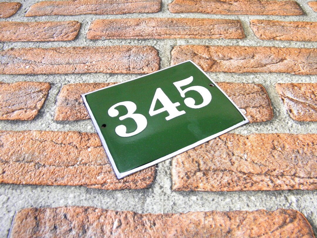 Vintage Green Enamel House Number Sign: 345 Street Address - Etsy