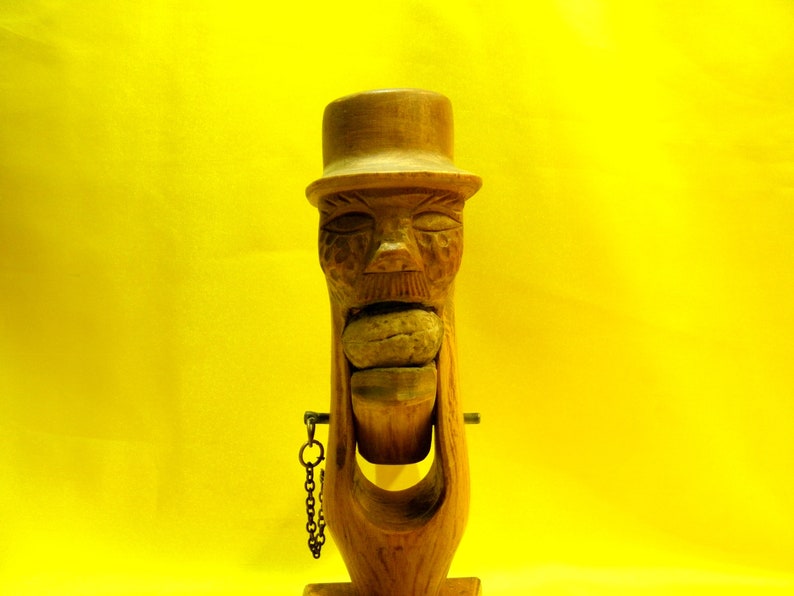 Vintage WOODEN NUTCRACKER and BOWL Wooden Head Skull Nut Cracker Handmade Nutcracker Wooden Handle Farm Kitchen Decor Gift idea zografa