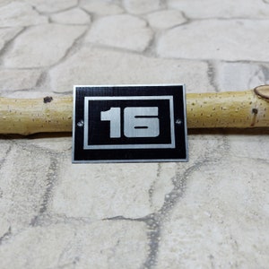 Vintage European Office Room Number, Hotel Room Number 16, Metal Aluminum Sign, Apartment Door Number 16 Door Plaque, Street Door Sign