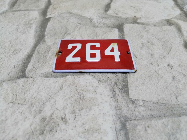 Enamel House Number 264 Vintage White and Red House Door - Etsy