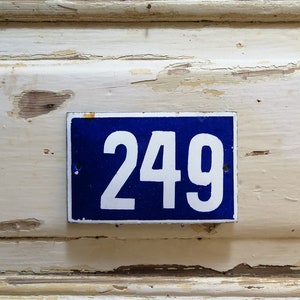 Placa de porta, número da porta da casa de porcelana 249, número de endereço da casa, placa de esmalte, placa de endereço, placa de casa, placa de porta de esmalte vintage