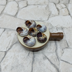 Escargot dishes, ceramic snail dish, French kitchenware serving snails
