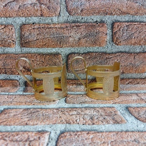 Vintage set of 2 glass holders, metal glass - holders USSR, Russian tea glass holders, Podstakannik