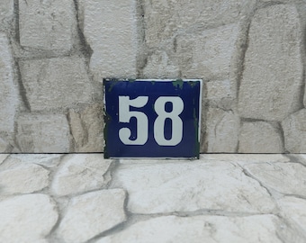 FREE SHIPPING, Address Sign, Number for House, Door Sign 58, Door Number, Outdoor House Number, Enamel Sign, House Plaque, Door Number