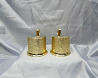 USSR Vintage set of 2 metal glass holders Russian tea Podstakannik