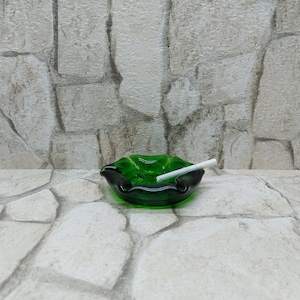GLASS ASHTRAY / Vintage Ashtray / GREEN Glass Ashtray 1960s/ Mid Century Ashtray Tobacco / Gift for Smoker/ Man Cave / Gift for Him/ zografa