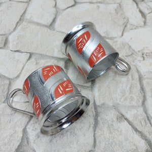 Vintage set van 2 glashouders Retro metalen glashouders Russische theeglashouders, Podstakannik.