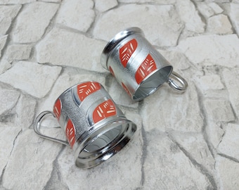 Vintage Russische theeglashouderset – retro Podstakannik, woondecoratie