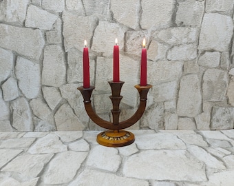 Vintage Kerzenständer Olivenholz Kerzenständer Holz Candelabra mit 3 Armen Holz Kerzenständer Olivenholz Candelabra Kostenloser Versand NEU LISTING