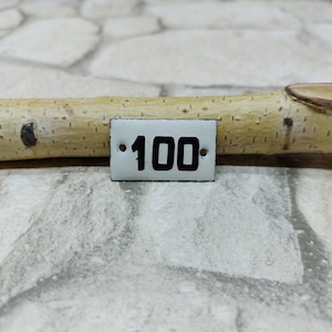 Vintage European Office Room Number, Hotel Room Number 100, Enamel Porcelain Sign, Apartment Door Number 100 Door Plaque, Street Door Sign