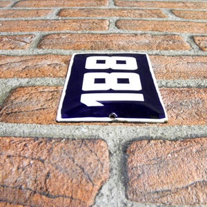 Vintage Enamel House Number 188: Blue and White Metal Door Sign - Etsy