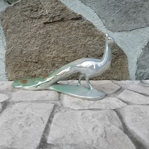 Vintage Porcelain  Figurine Peacock, Peafowl, Bone China figurines,Wonderful Porcelain Figure of a Bird, Retro  Decor 1960s